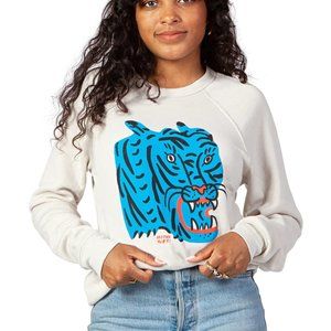 Kristina Micotti Blue Tiger Crewneck Sweatshirt Cream
